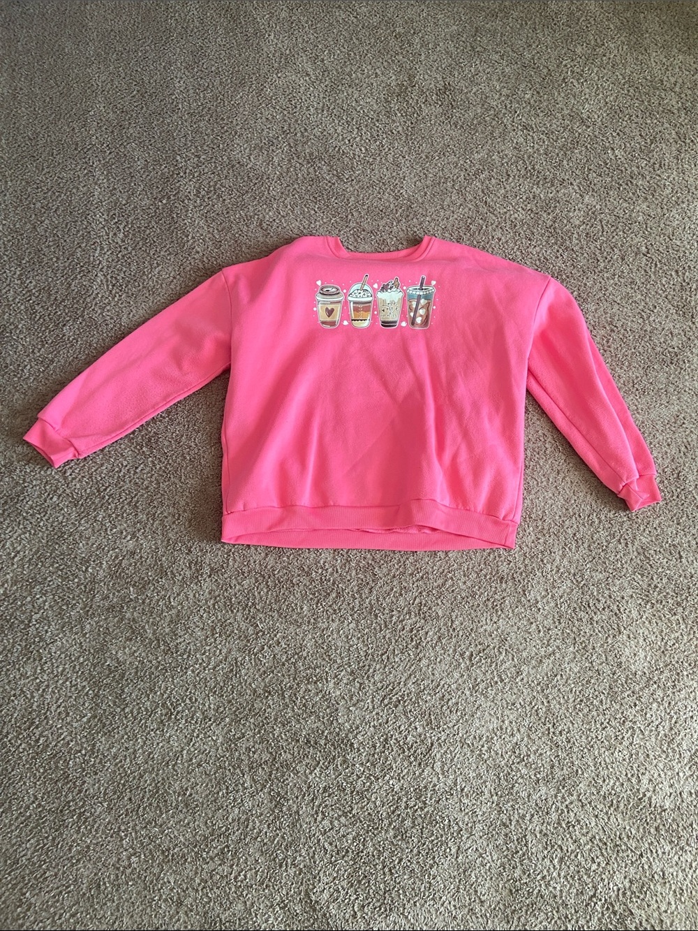 Pink Graphic Cup Drink Crewneck Sweatshirt